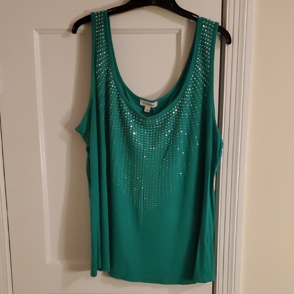 Calvin Klein Sequin Green Sleeveless Tank